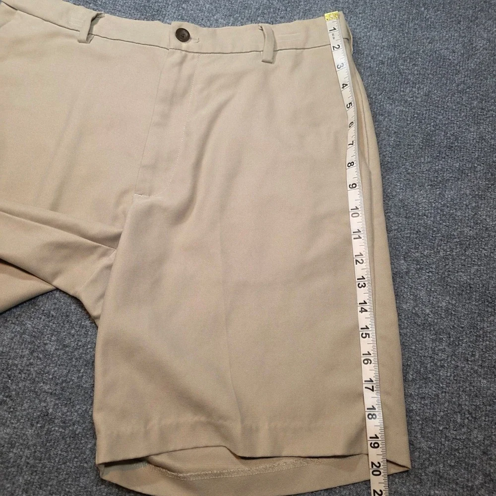 Chaps Mens Tan Khaki Flat Front Golf Shorts Size 34 Preppy Flat Front Casual